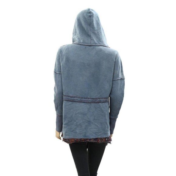 Free People We The Free Ritual Cardigan Top Hoodie Blue Oversized XS NWT - Picture 8 of 9